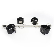 (black) BDSM Set Sex Tools Expandable Stainless Steel BDSM Spreader Bar Bondage Game Ankle Handcuffs Collar for Couples