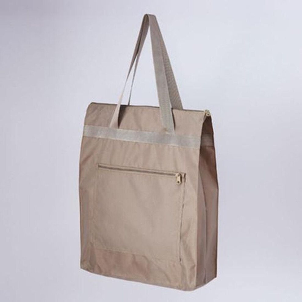 (brown) Large Capacity Shopping Bag Foldable Recycle Bag Portable Carrier Bag Eco Friendly Supermarket Shopper Waterproof Oxford Handbag