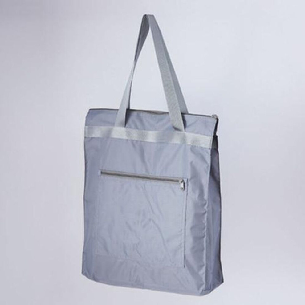 (grey) Large Capacity Shopping Bag Foldable Recycle Bag Portable Carrier Bag Eco Friendly Supermarket Shopper Waterproof Oxford Handbag