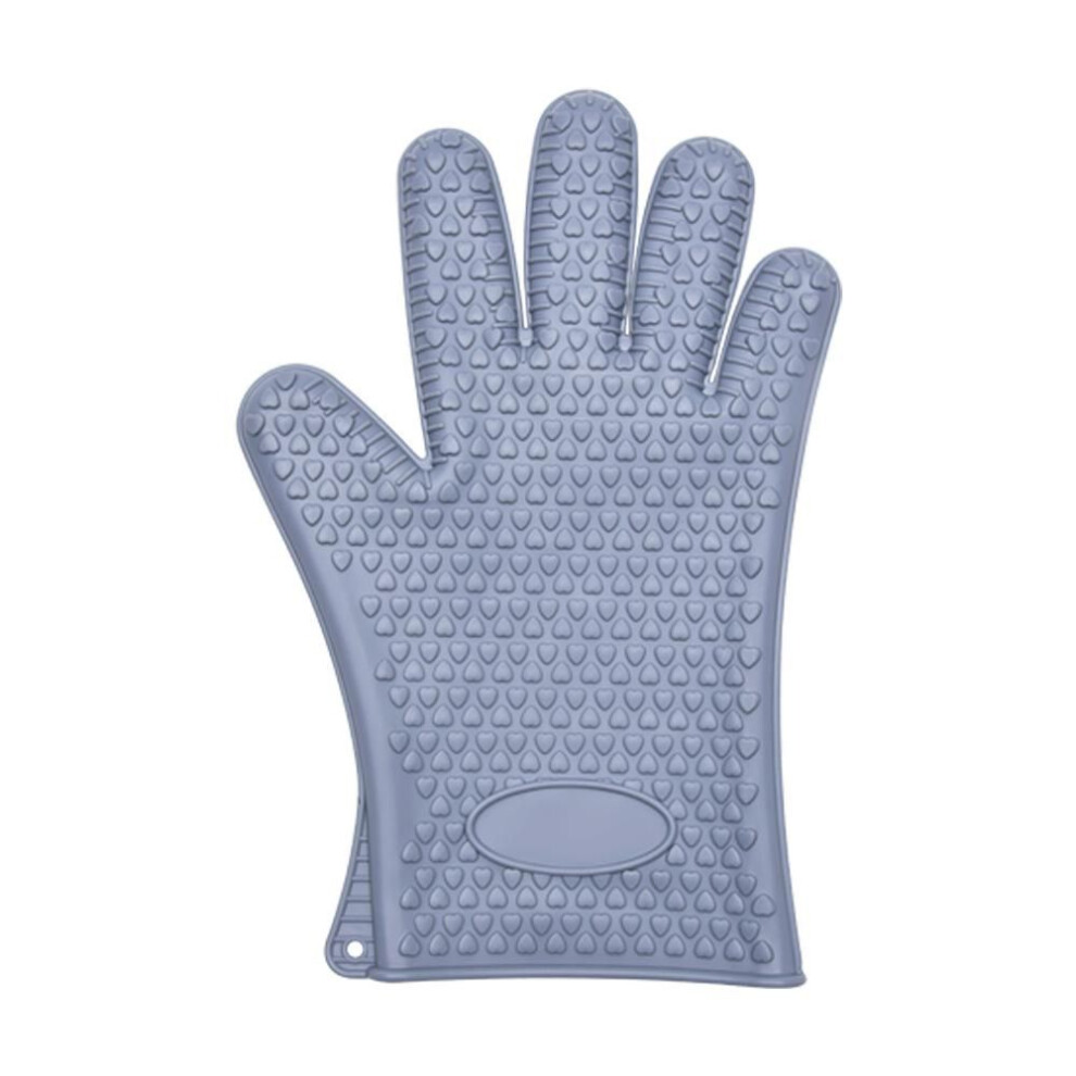 (grey) Kitchen Microwave Silicone Heat Insulation Gloves High Temperature Resistant Heat Resistant Non-slip Waterproof Oven Premium Silicone Gloves