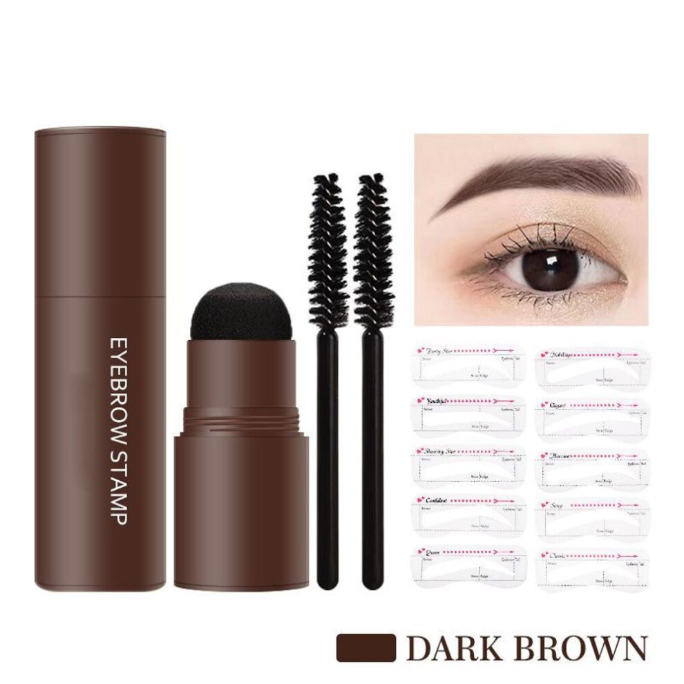 (03#Dark brown) New Brow Set Perfect Eyebrow Stamp Stencil Kit Eye Brow Stencil Stamp Kit Waterproof Long Lasting Eyebrow Enhancers Brow Shape Stamp