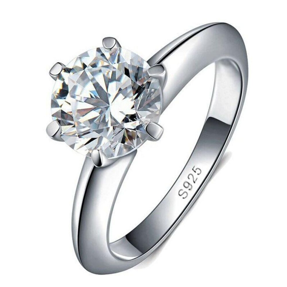 (as the picture, 5) 1 .5 Carat Engagement Wedding Band With Credentials Allergy Free Real Tibetan Silver Rings Women Anniversary Gift Jewelry R121
