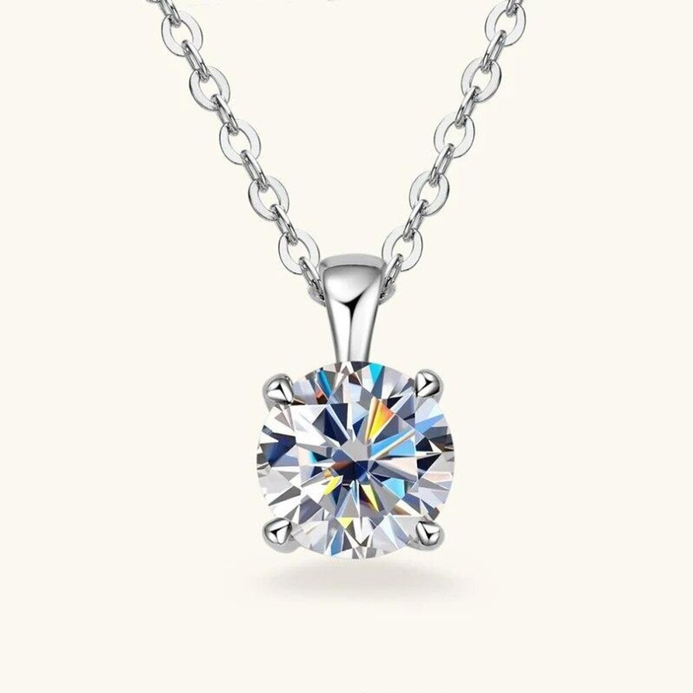 (as the picture) D Color 6.5mm 1.0 Carat Moissanite Solitaire Drop Necklaces 18k Gold Plated Pendant Original Real 925 Silver Chain Jewelry For Women