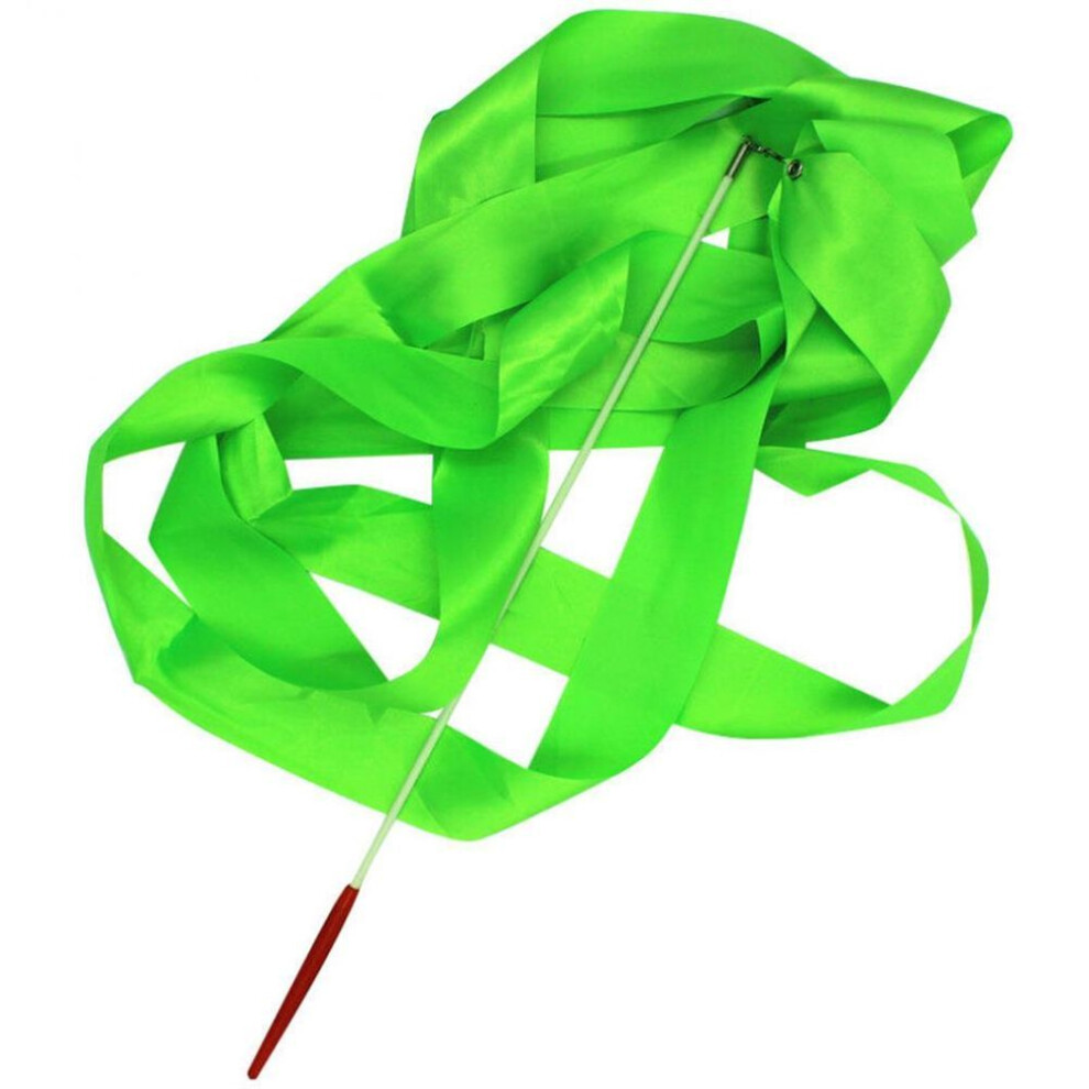 (green) 4m Gymnastics Rhythmic Dancing Ballet Ribbon Streamer Twirling Baton Rod Wand