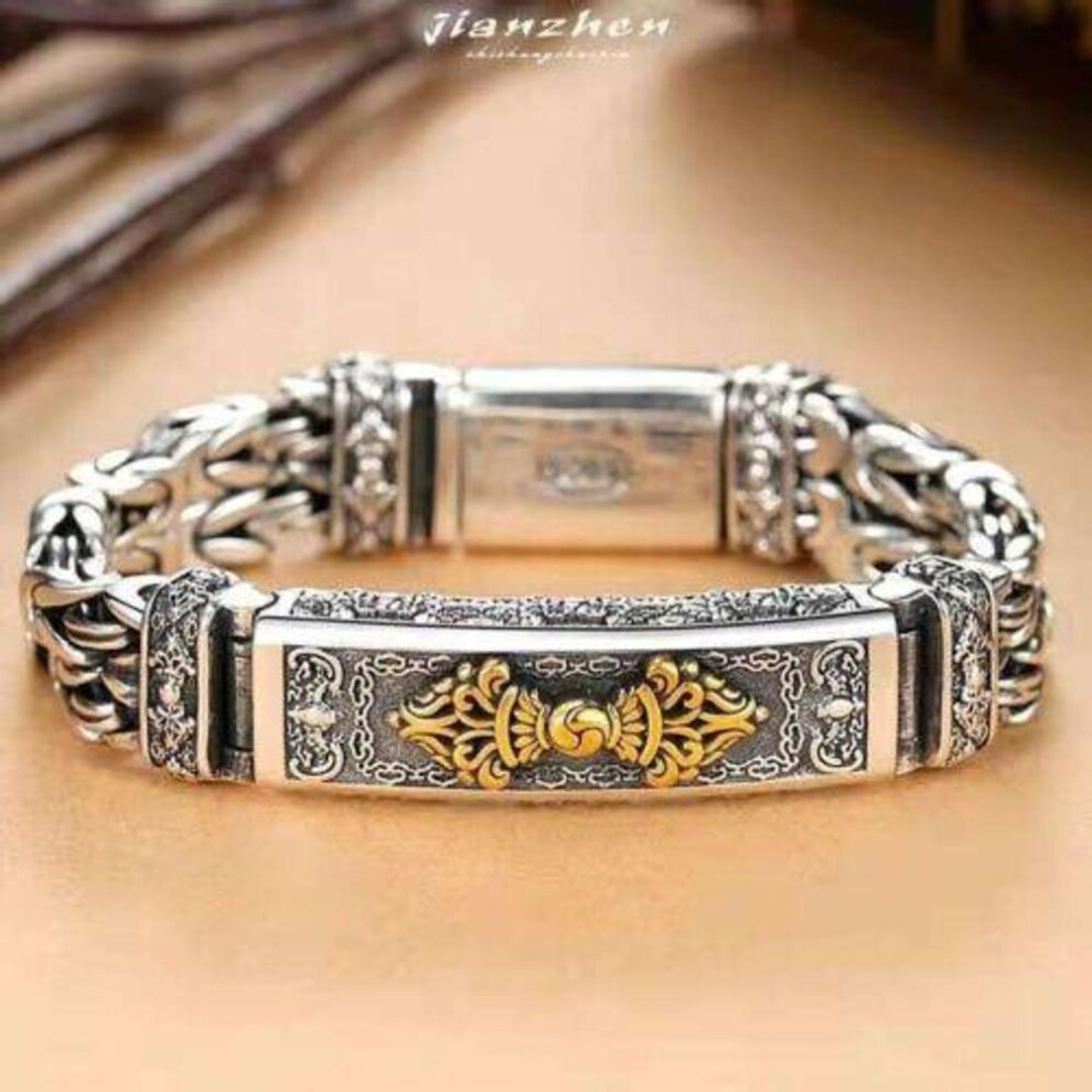 (7in (18cm)) Vintage Bracelets Mens Jewelry New Sterling Silver Bangle Bracelet Chain Popular