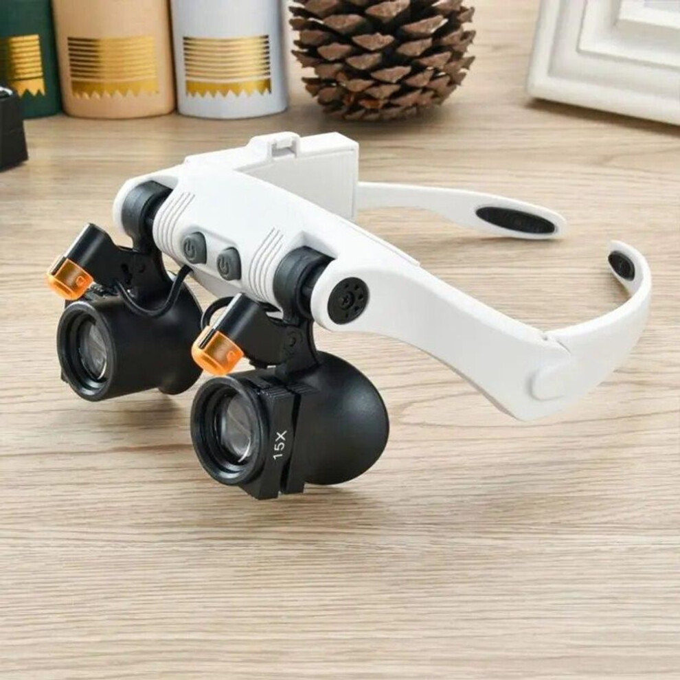 (white) Led Light Double Lamp Magnifying Glasses Lens Glasses Magnifier Watchmaker Watch
