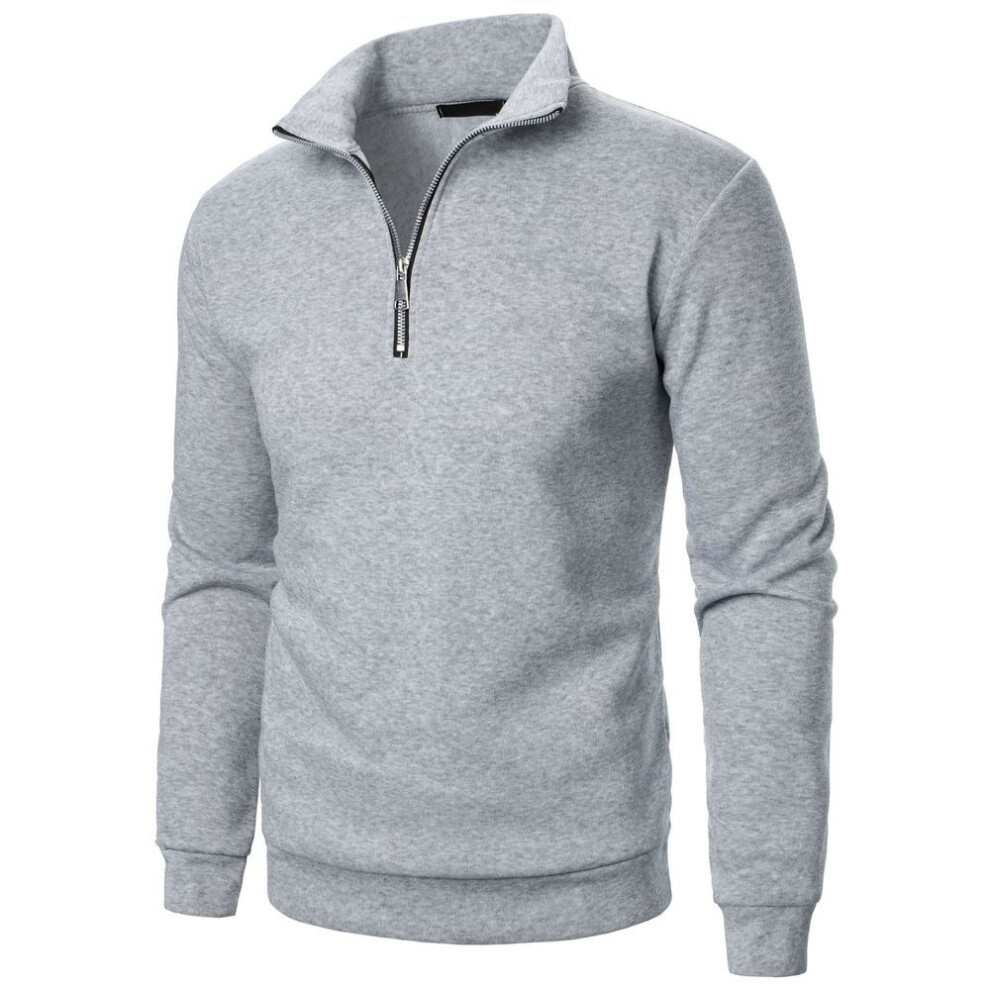 (light grey, L) Men Autumn Winter Mens Half Zipper Pullover Sweatshirt Turtleneck Raglan Long Sleeve Hoodies Warm Streetwear Business Coats   Yasheng