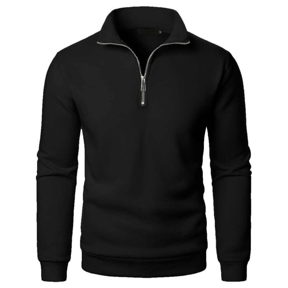 (black, XL) Men Autumn Winter Mens Half Zipper Pullover Sweatshirt Turtleneck Raglan Long Sleeve Hoodies Warm Streetwear Business Coats   Yasheng