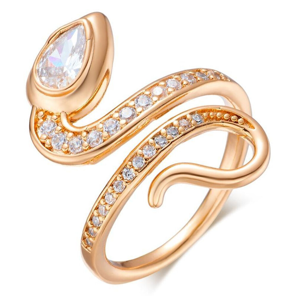 Kinel Natural Zircon Full Pave Snake Ring For Women Luxury Party Jewelry