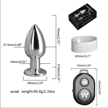 (S) Runyu Metal Vibration Anal Plug Remote Control Electric Steel Anal Toy for Men Women Adults
