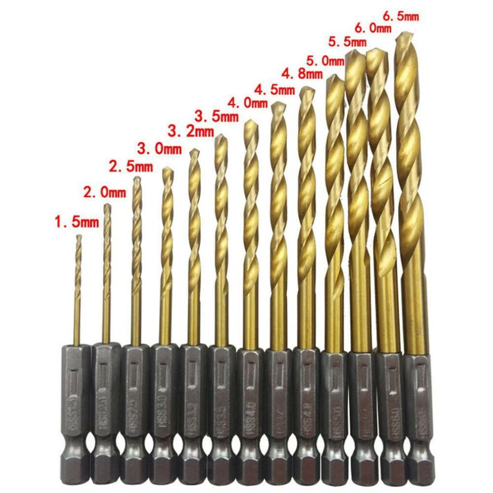 1.5mm-6.5mm HSS Drill Bit 13pcs Hexagon Shank Tool