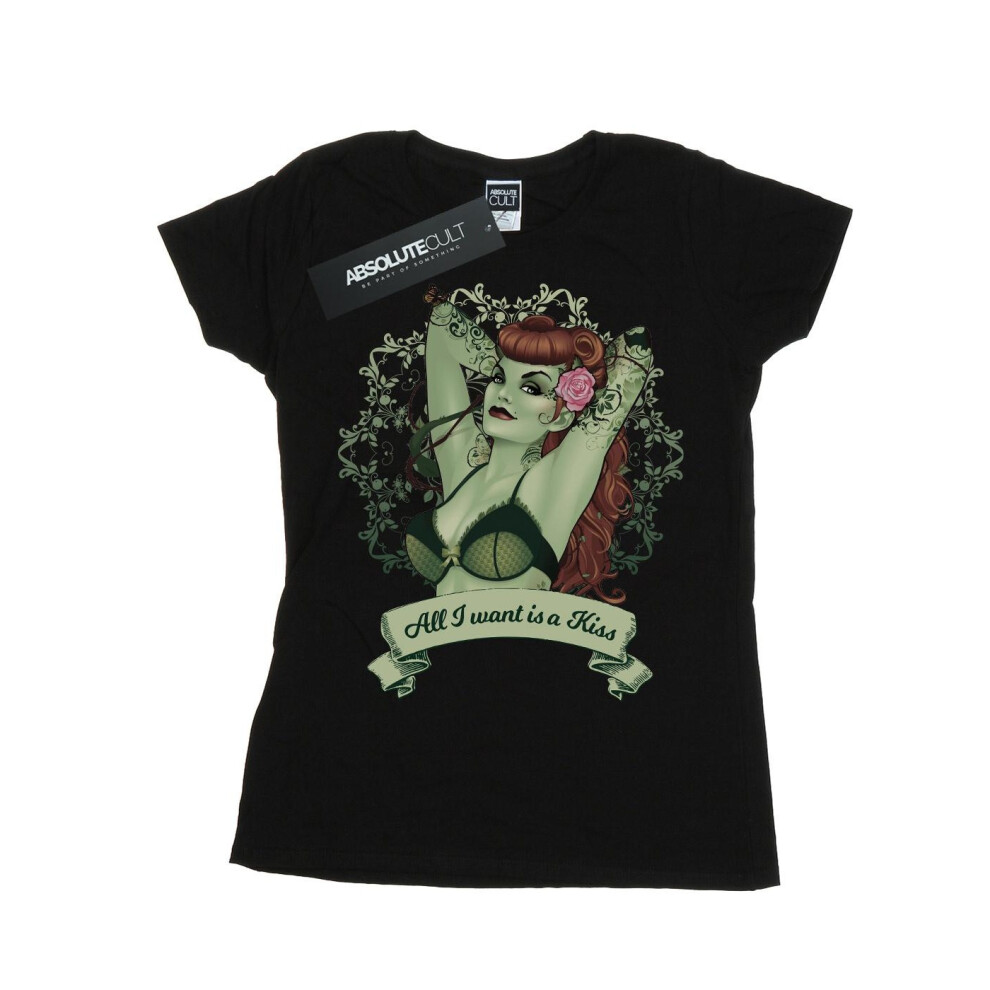 (L, Black) DC Comics Womens/Ladies Poison Ivy All I want Is A Kiss Cotton T-Shirt