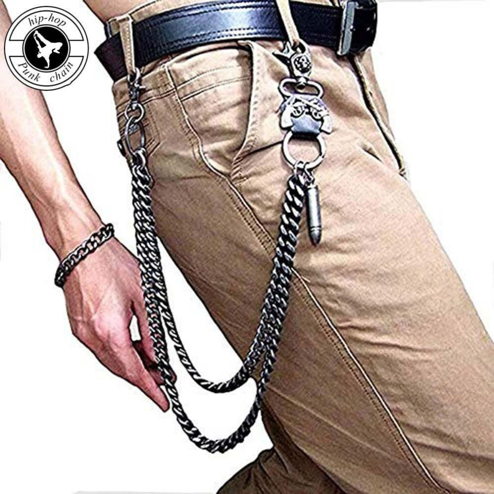 (Bullet) 1pcs Pants Chain Jeans Chain Wallet Chain For Men Punk Skull Trousers Chain Keychain Bullet Biker Chain