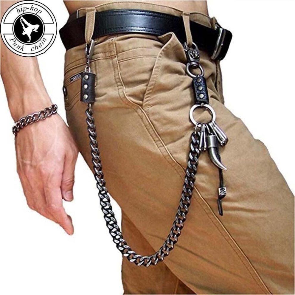 (OX Horn) 1pcs Pants Chain Jeans Chain Wallet Chain For Men Punk Skull Trousers Chain Keychain Bullet Biker Chain
