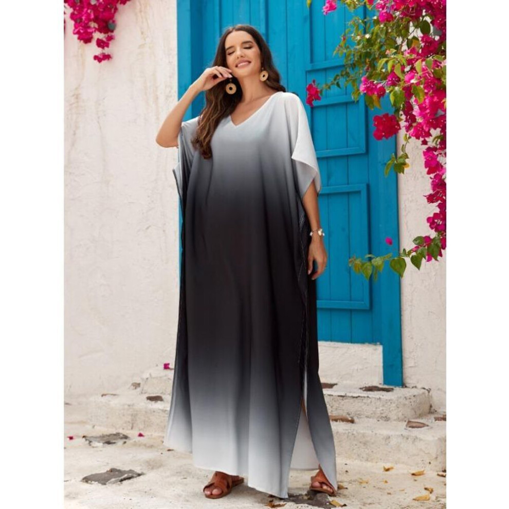 (as the picture, One Size) Women&apos;s Gradient Printed Beach Cover-ups Holiday Dresses Plus Size Swimwear Cover-ups