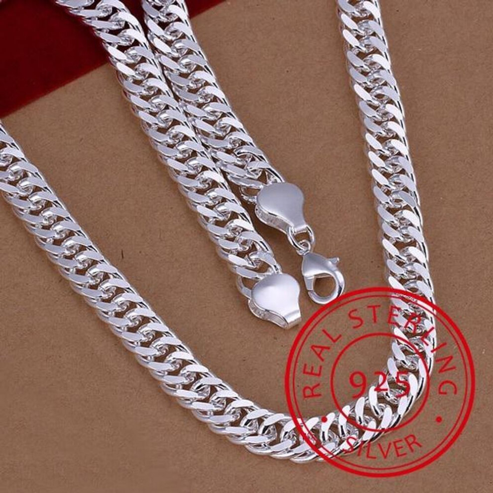 (as the picture, 50cm) Pure 925 Silver Necklaces For Men 10mm Chain Necklace Collier 20inch Choker Fashion Male Jewelry Accessories Gifts Bijoux