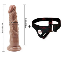 (brown, (L)Size:20 cm*4cm) RUNYU Strap On Realistic Dildo Pants For Woman Lesbian Men Couples Strapon Dildo Panties Anal Plug Gay Adult Sex Toy Products