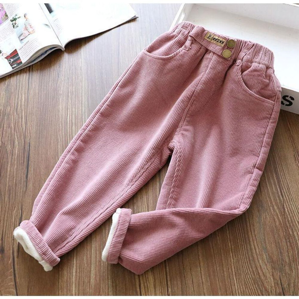 (pink, 110) Harem Pants Corduroy Children Outfits Tracksuit Winter Cotton Trousers Kids Outwear Pants Boys Girls Casual Warm Loose Pants