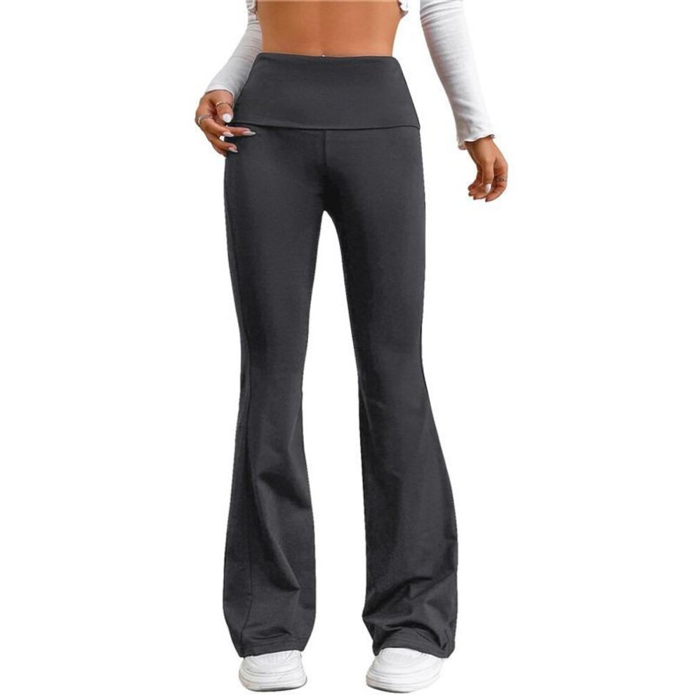 (grey, XL) Women Micro Flared Shark Pants Leggings Slim Yoga Pants Women High Waist Wide Leg Pants Gym Sports Flared Pants Dance Trousers