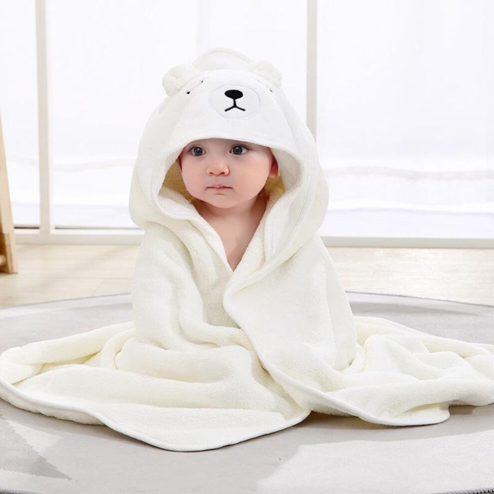 (white) Cartoon Baby Bath Towels For Body Hooded Coral Fleece Kids Bathrobe Newborn Swaddle Wrap Baby Blankets For Girls Boys