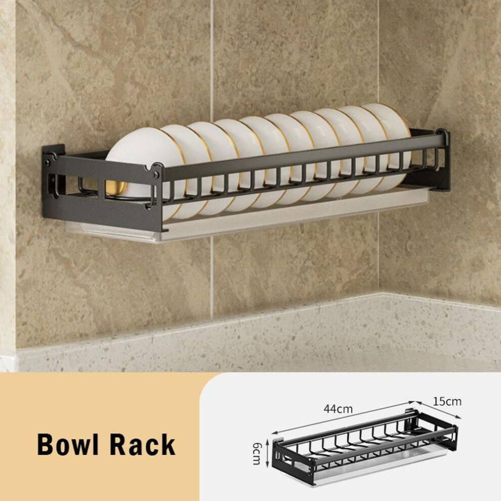 (Bowl rack) Dish Rack Punch-free Wall-mounted Bowl Drying Rack Kitchen Tableware Organizer Multifunctional Dish Storage Shelf Spoon Holder