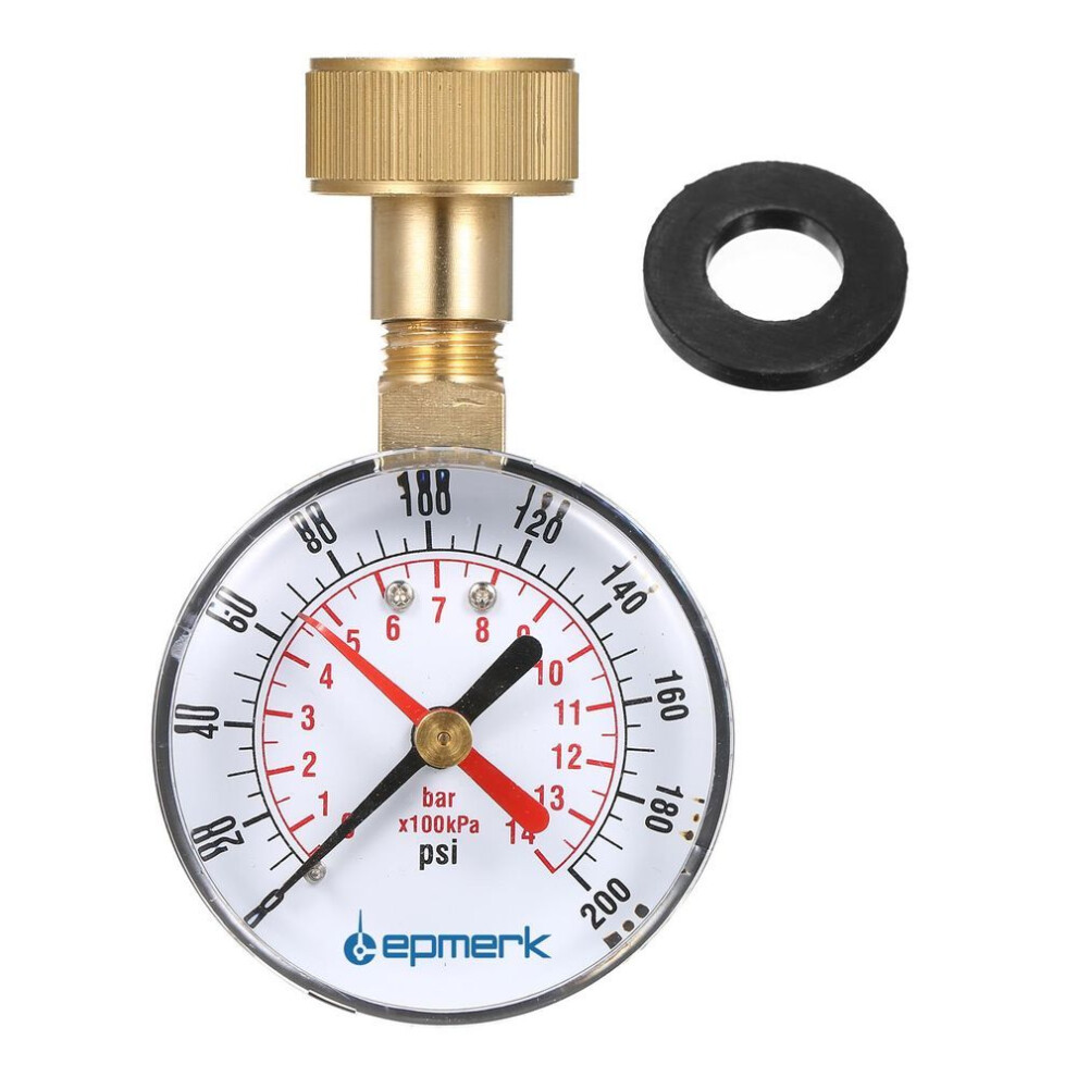 (gold) Lepmerk 2 12"" Pressure Gauge Water Pressure Test Gauge 34"" Female Hose Thread 0200 Psi With