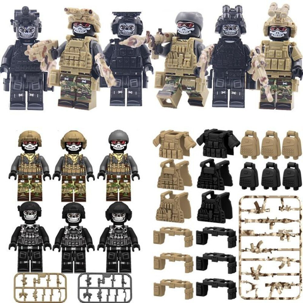 (as the picture) Military Weapons Camouflage Ghost Specia Force Soldier Swat Tactical Vest Accessories Minifigures Parts Building Bricks Toys