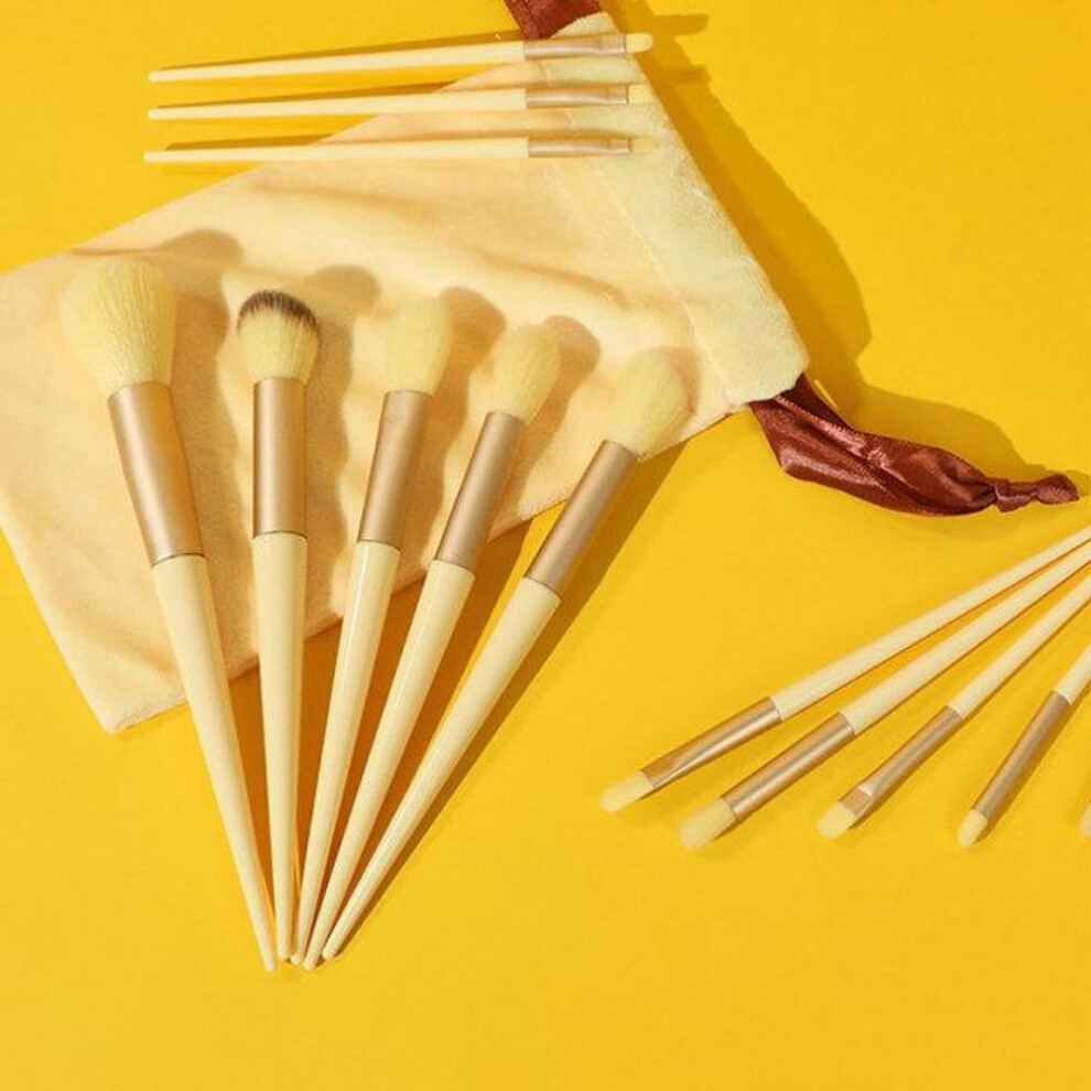 (yellow, 13PCS) Professional Makeup Brush Set: 13pcs Super Soft Brushes