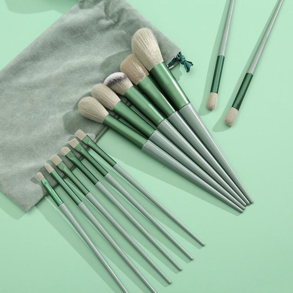 (green, 13PCS) 13pcs Professional Makeup Brush Set Beauty Powder Super Soft Blush Brush Foundation Concealer Beauty Make Up Brush Cosmetic