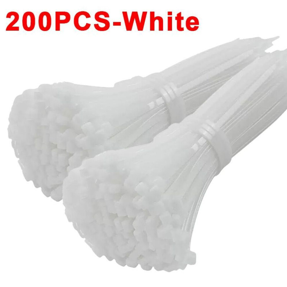 (white, 100MM-200pcs) 200/100pcs Nylon Cable Ties Adjustable Self-locking Cord Ties Straps Fastening Loop Reusable Plastic Wire Ties For Home Office