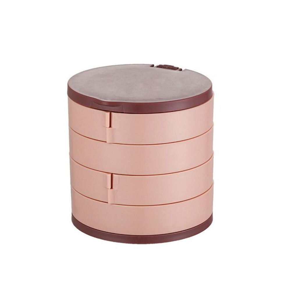(red) Rotating Multilayer Jewelry Box Earring Storage Box Bracelet Earring Necklace Jewelry Stand Dustproof Box