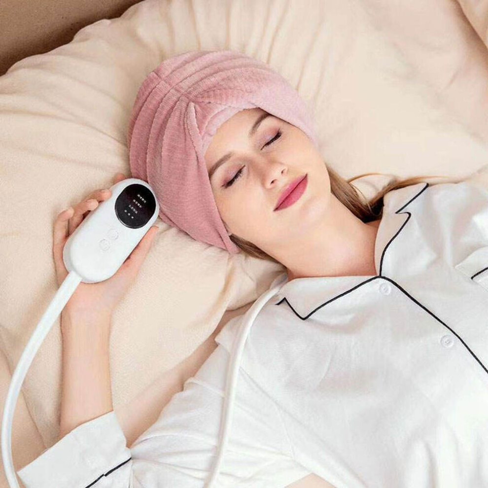 (pink) Electric Air Pressure Head Massager Heating Headband Kneading Head Airbag Massage Belt Scalp Deep Massage Headache Pain Relief