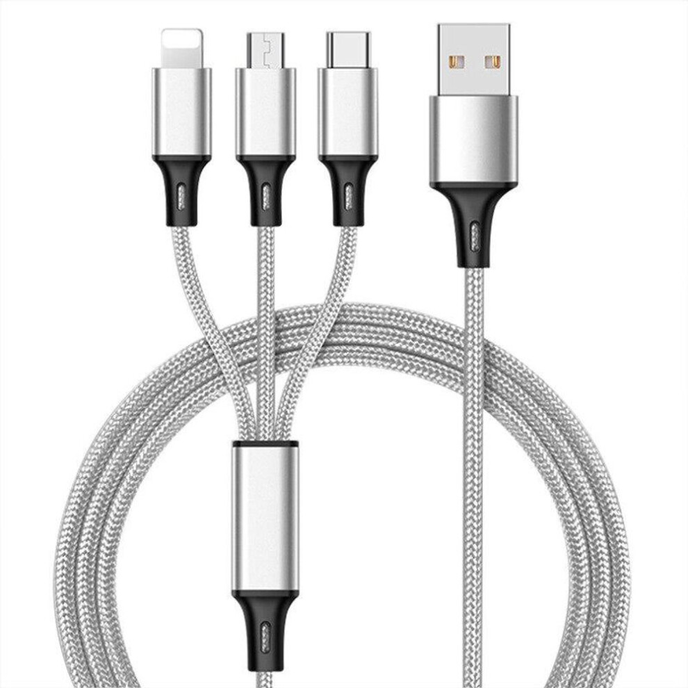 (white) USB Cable for Fast Charging, Universal 3 In 1 for Samsung