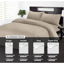 (BEIGE, DOUBLE) Stripe Duvet Quilt Cover Set Single Double King