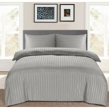 (SILVER, SUPER KING) Stripe Duvet Quilt Cover Set Single Double King