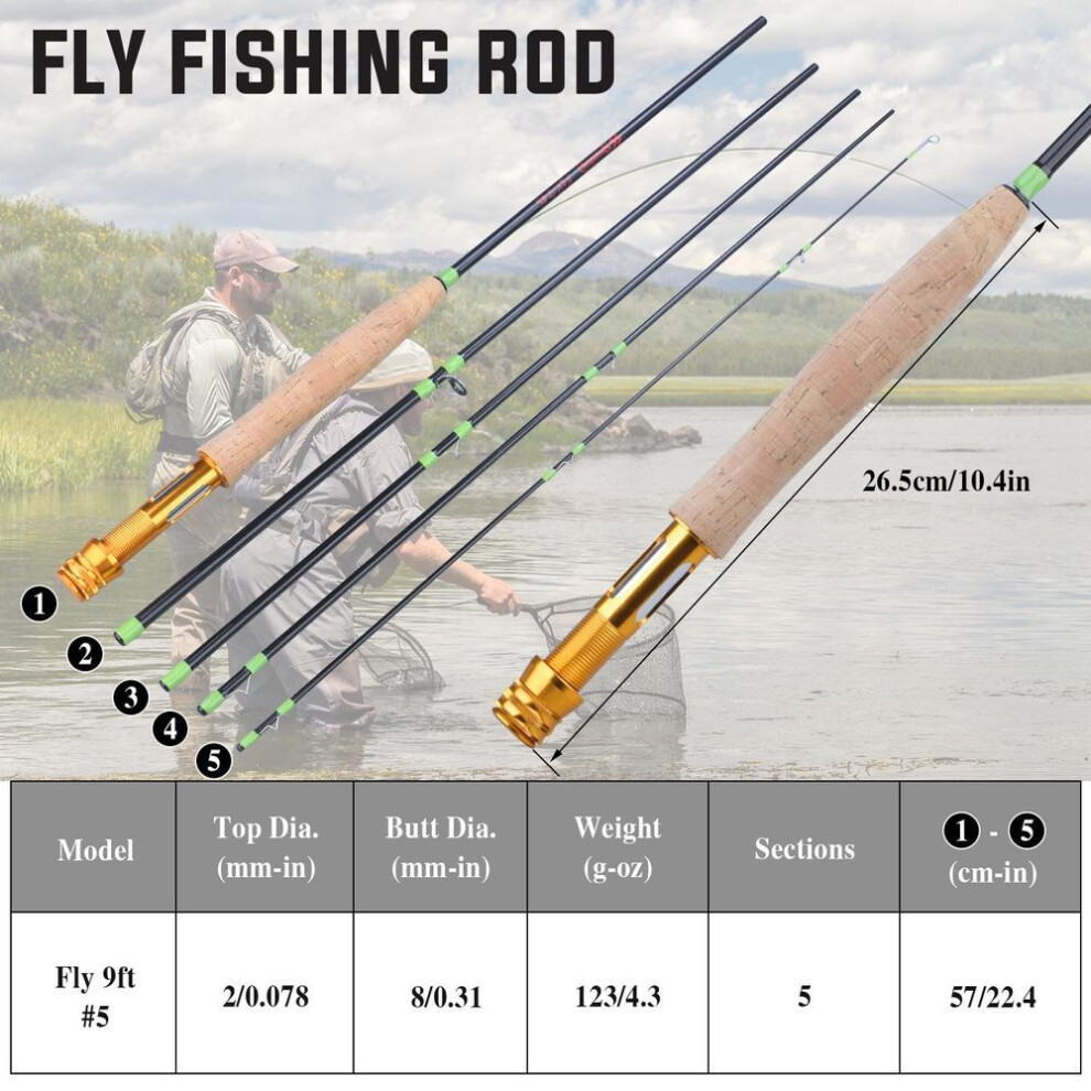 (green, 2.7M) 2.7m Fly Fishing Rod Spinning Hand Lure Carbon Pole Fly Gear Reel Seat Ultralight Fly Fishing Gear