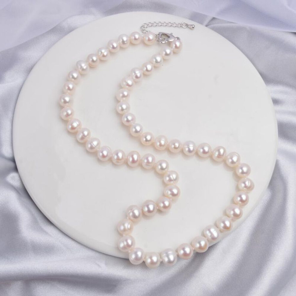 (white, 8-9mm&45cm) Natural Freshwater Pearl Necklace  Near Round Pearl Jewelry For Women Wedding Gifts For The New Year Trend