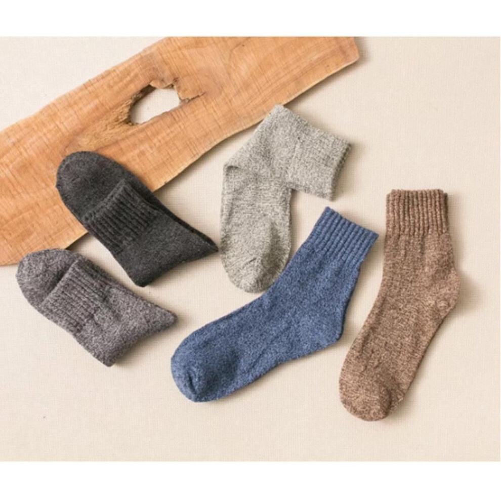 (one size) 5 Pairs Fashion Men Wool Cashmere Socks Winter Warm Thick Solid Sports Socks