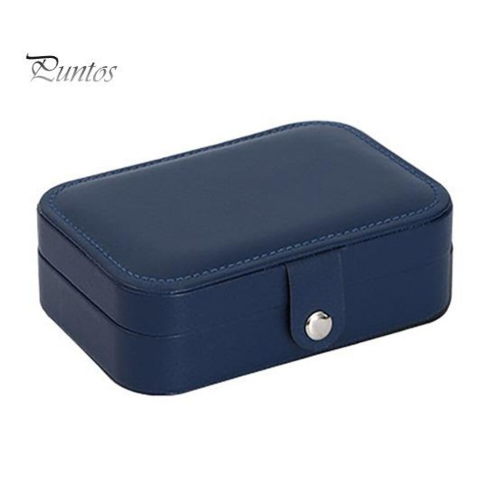(navy blue) Jewelry Storage Box Earring Necklace Holder Large Capacity Multiple Compartments Lightweight Portable Jewelry Organizer