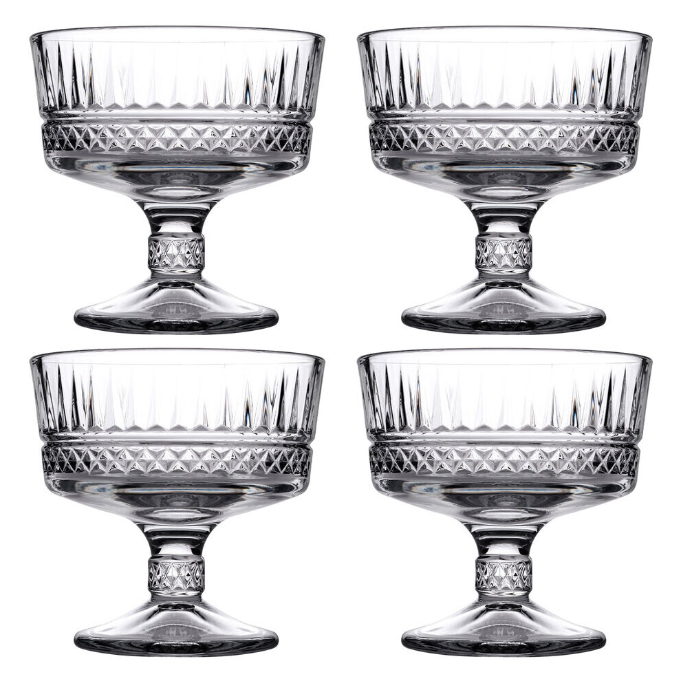 (4) Glass Footed Ice Cream Sundae Fruit Cocktail Dessert Cups Bowls Dishes