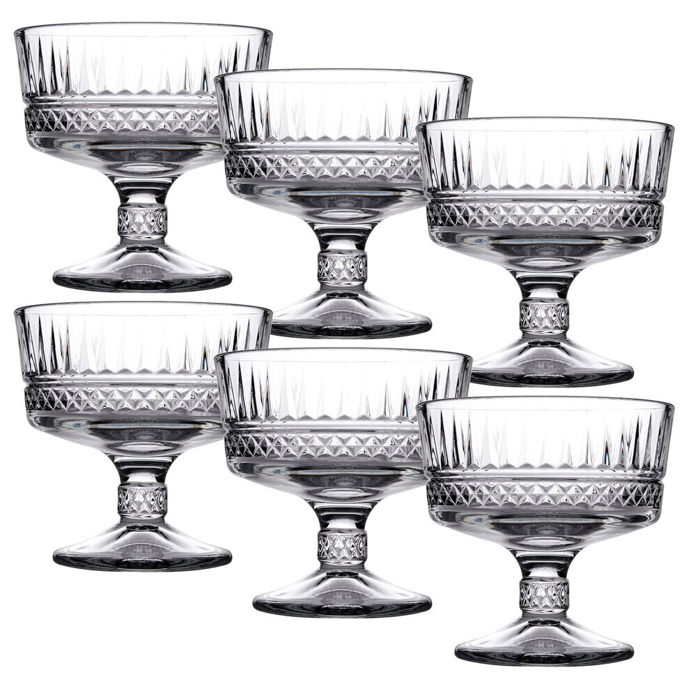 (6) Glass Footed Ice Cream Sundae Fruit Cocktail Dessert Cups Bowls Dishes
