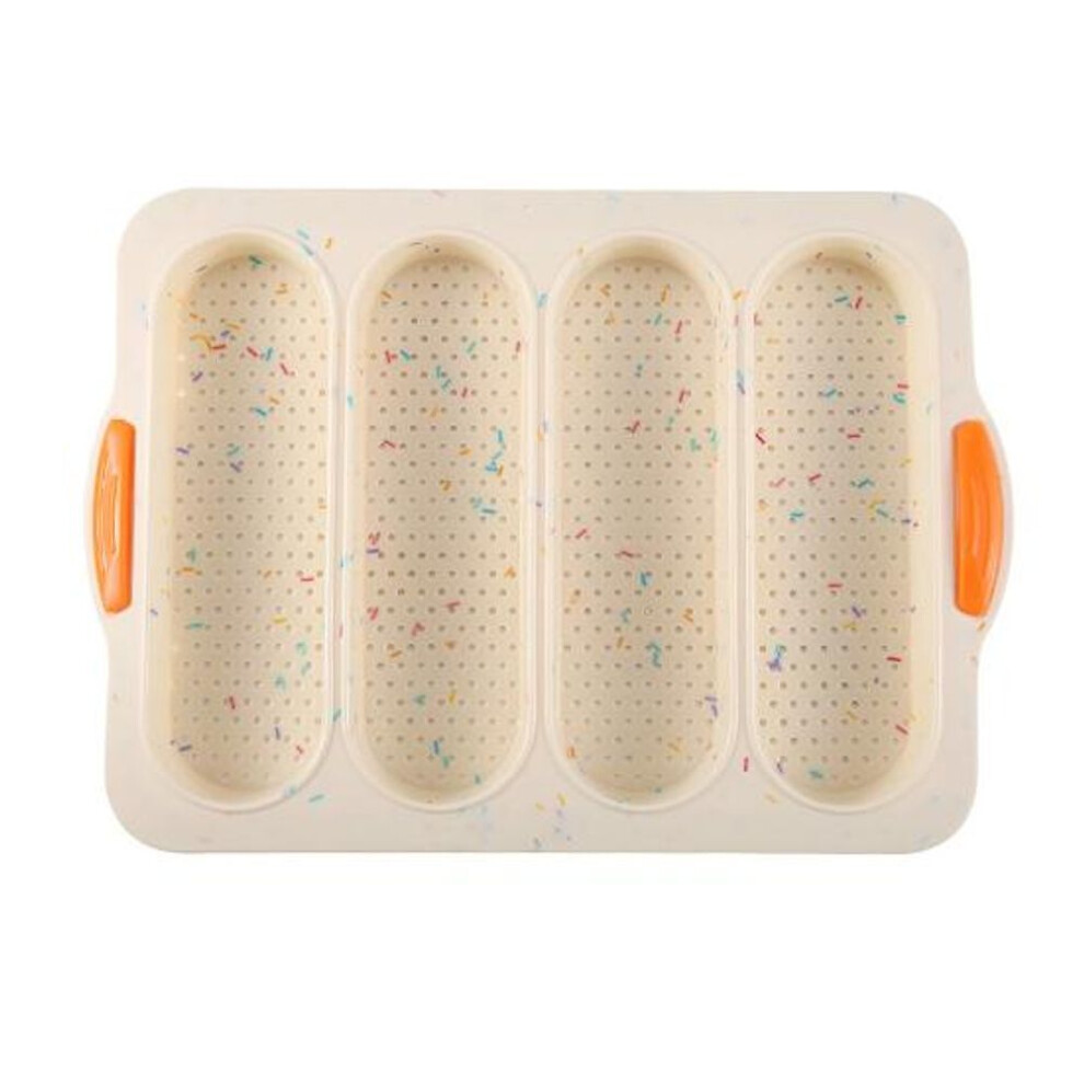 (multicolor) 4 Grids Food Grade Baguette Baking Tray Silicone Anti-scalding Bread Baking Mold