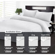 (WHITE, DOUBLE) Stripe Duvet Quilt Cover Set Single Double King