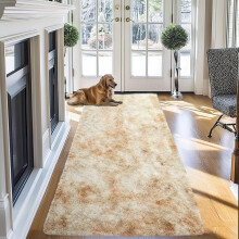 (80 X 300 cm (2ft 6'' x 10ft), Tye Dye Cream) Large Living Room Rugs Non Slip Shaggy Rug Bedroom Carpets Hallway Runner Bath Door Mats