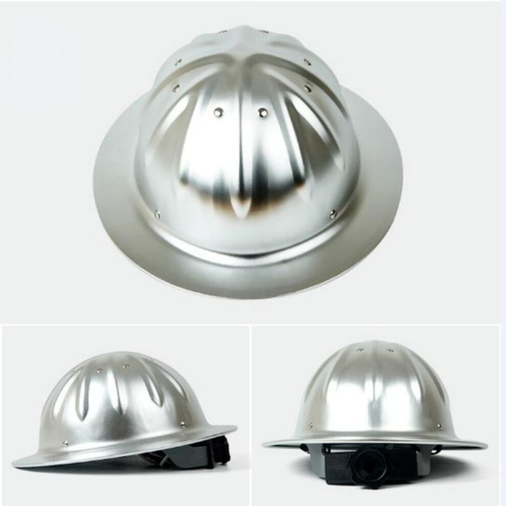 (Silver) Aluminum Alloy Safety Helmet High Hardness Railway Metallurgy Mine Work Cap Lightweight Full Brim Construction Safety Helmet 9011551565321