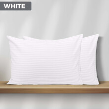 (WHITE, 2 Stripe Pillowcase) Stripe Duvet Quilt Cover Set Single Double King