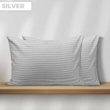 (SILVER, 2 Stripe Pillowcase) Stripe Duvet Quilt Cover Set Single Double King