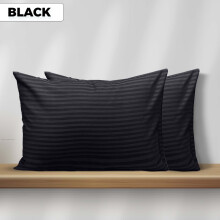 (BLACK, 2 Stripe Pillowcase) Stripe Duvet Quilt Cover Set Single Double King
