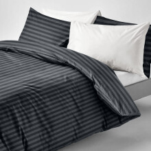 (BLACK, SINGLE) Stripe Duvet Quilt Cover Set Single Double King