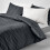 (BLACK, SINGLE) Stripe Duvet Quilt Cover Set Single Double King 1